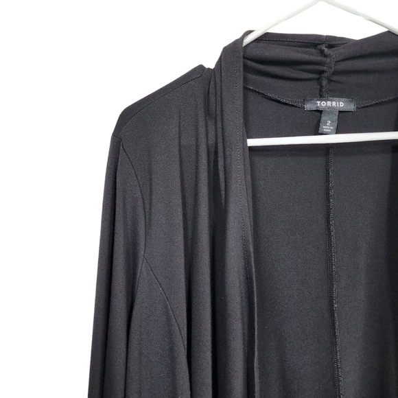 Torrid Women's Slub Drape Front Shawl Cardigan - 2 - Picture 2 of 5